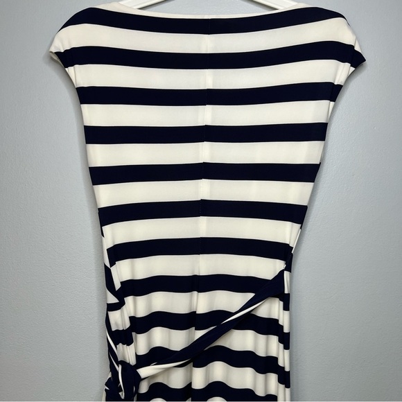 LAUREN RALPH LAUREN SLEEVELESS BLUE /IVORY STRIPED WOMENS DRESS WITH BELT -4 P - Picture 13 of 13